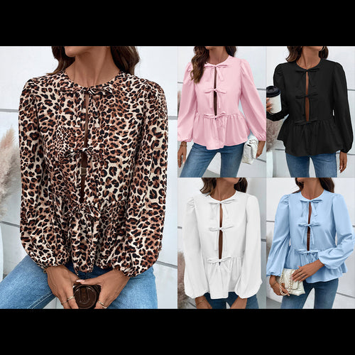 Women’s blouse with leopard print and ruffle details Lune London