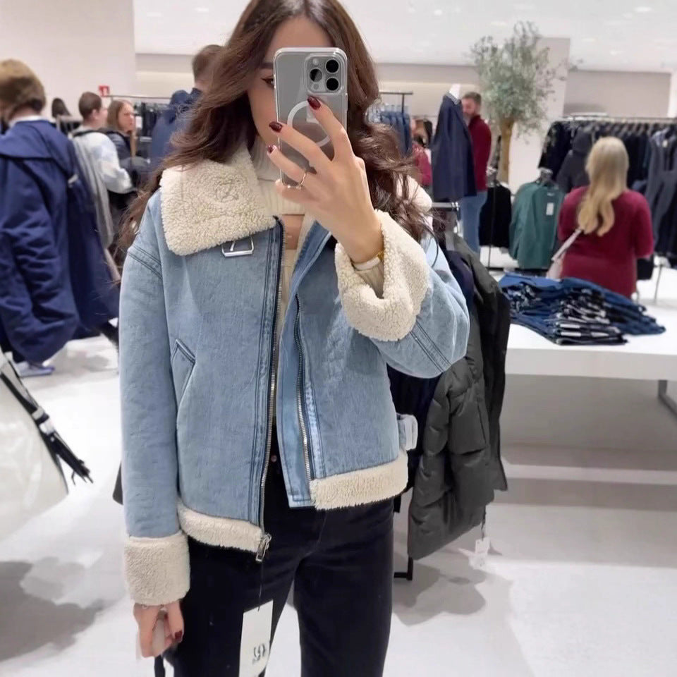 Casual transition jacket for women with faux fur collar Lune London