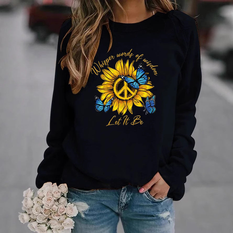 Sweat-shirt pour femmes avec design artistique de tournesol et de papillon Chic & Stil