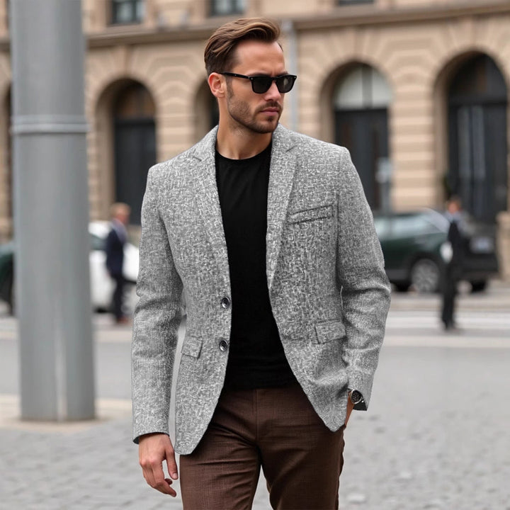 Men's Elegant Structured Blazer with Modern Fabric and Stylish Details Lune London