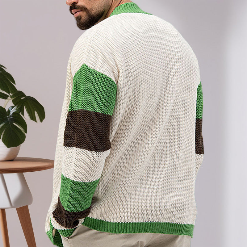 Men's knitted jacket with a modern color block design Lune London