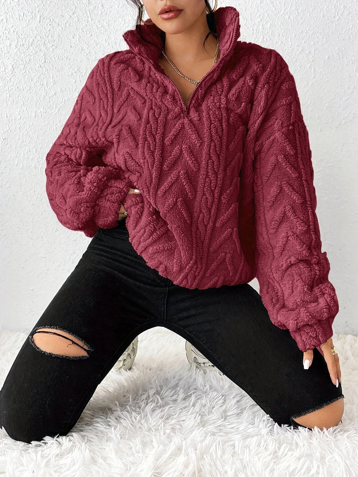 Women's fleece sweater with high collar and structured design Lune London