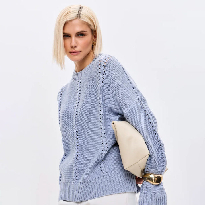 Chunky knit sweater for women with airy details and dropped shoulders Lune London
