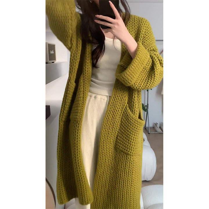 Cardigan en gros tricot pour femmes avec poches ouvertes et coupe décontractée Chic & Stil