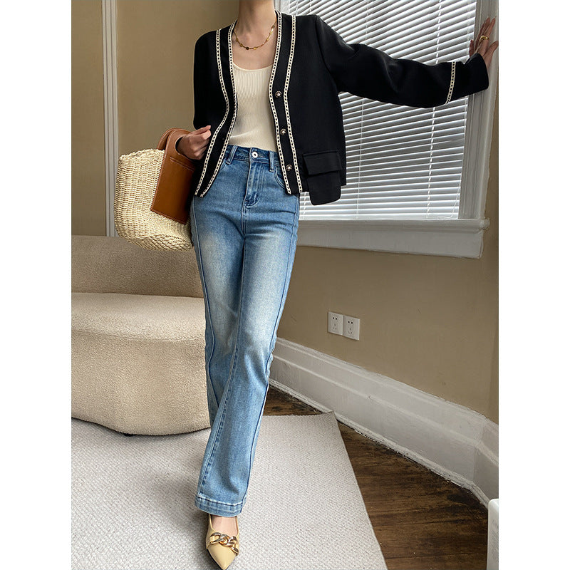 Ladies Elegant Cardigan with delicate contrast details Chic & Stil