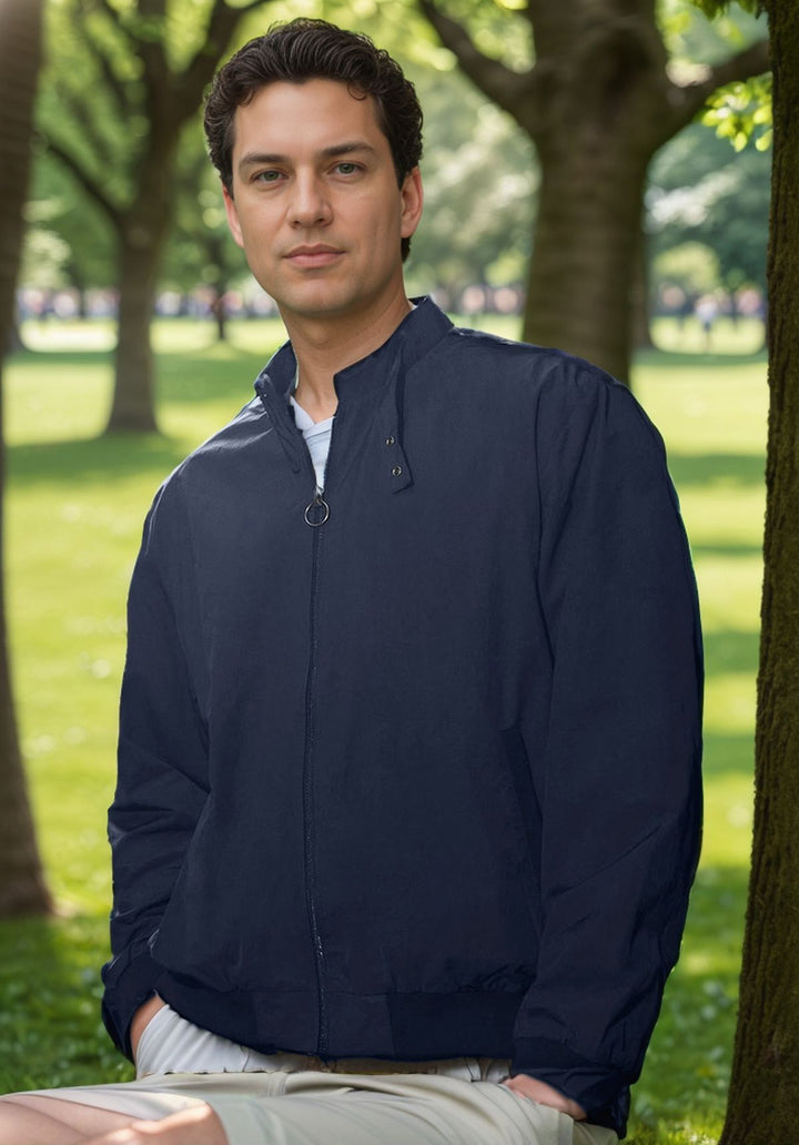 Lightweight transition jacket for men with high collar and side pockets Lune London