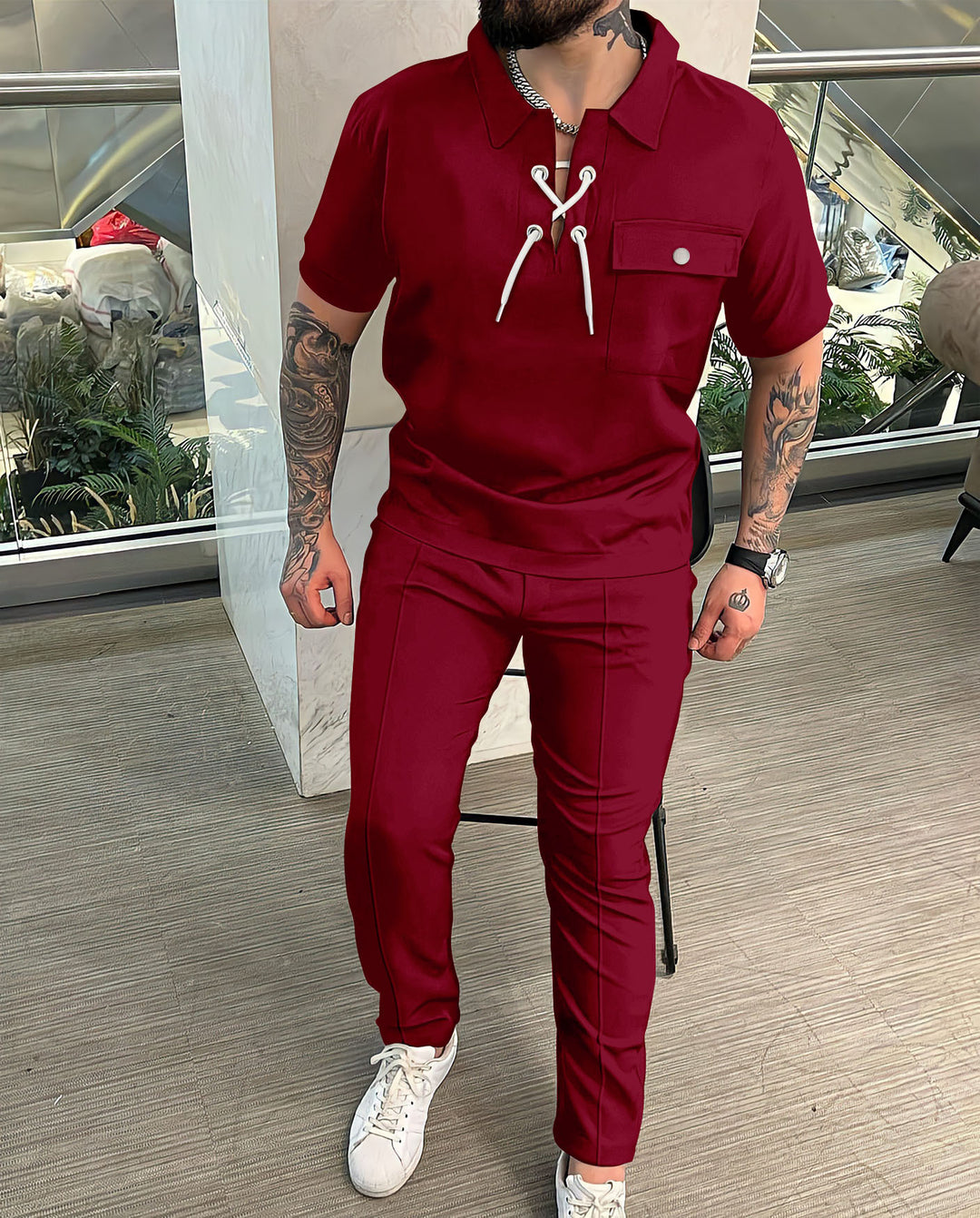 Stylish men's outfit with drawstring details Lune London