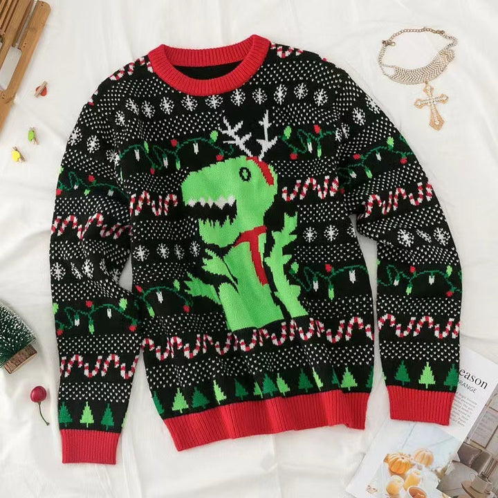 Christmas sweater for women with T-Rex pattern Lune London