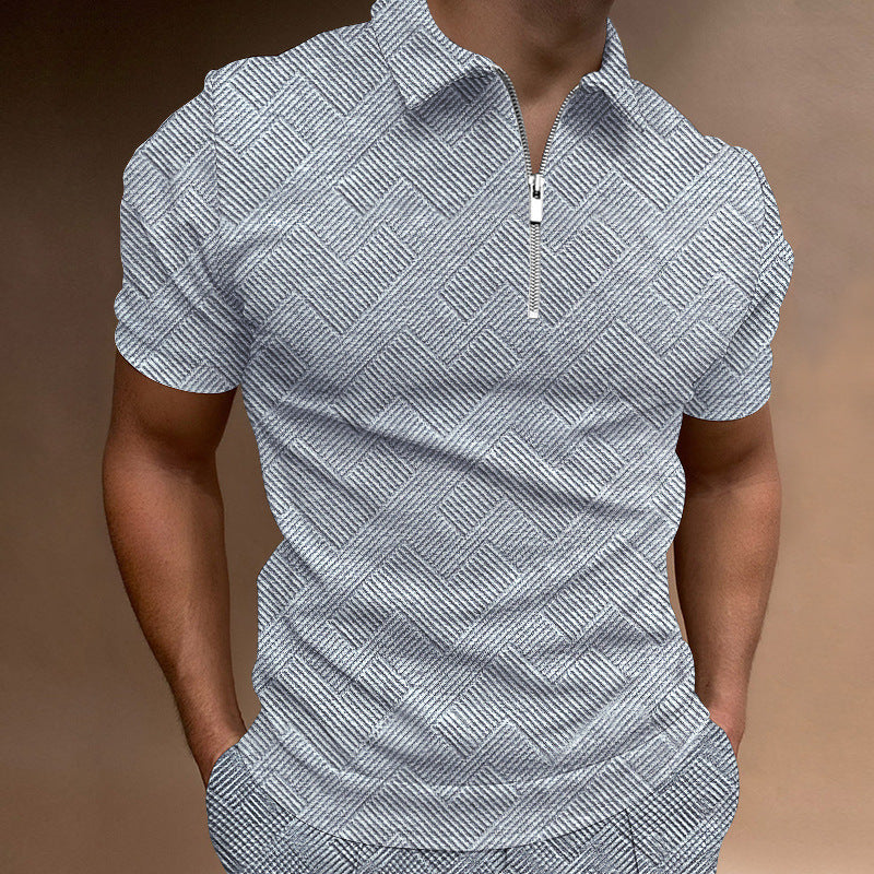 Men's Short Sleeve Polo with Structured Zip Lune London