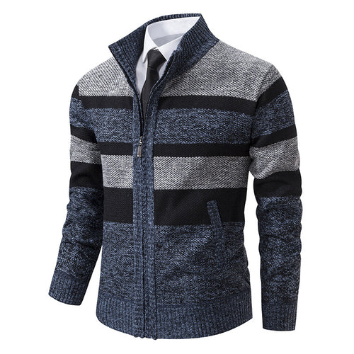 Men's knitted jacket with high collar and striped design Lune London