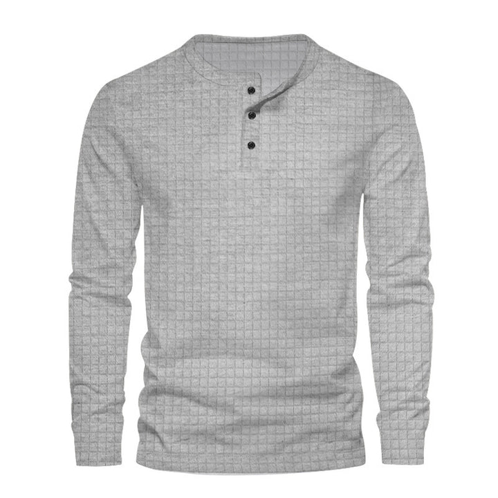 Men's long-sleeve shirt with textured fabric and button placket Chic and style