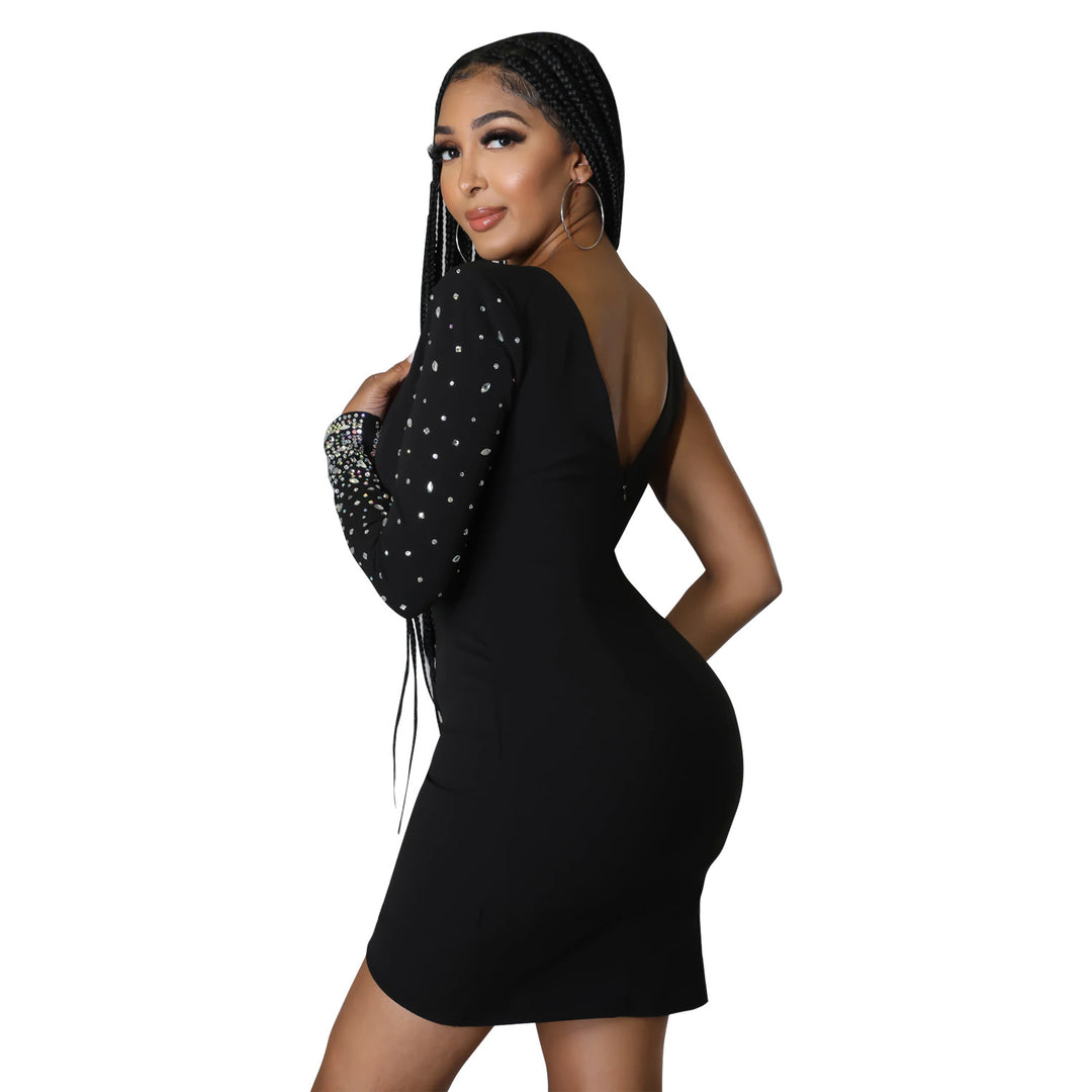 Ladies Elegant Mini Dress Cut Out with Rhinestone Details Lune London
