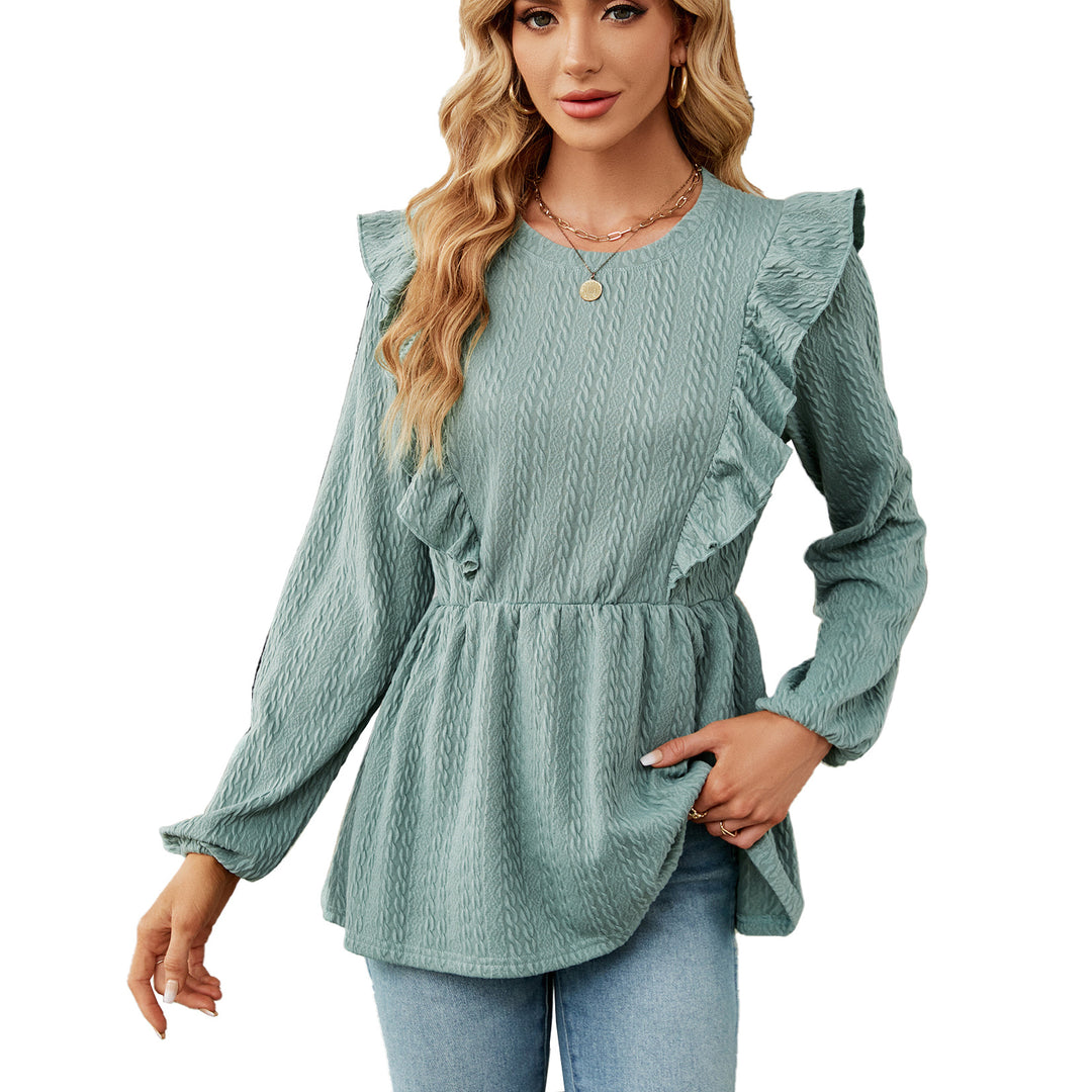 Trendy blouse for women with ruffled details and elastic waist Lune London
