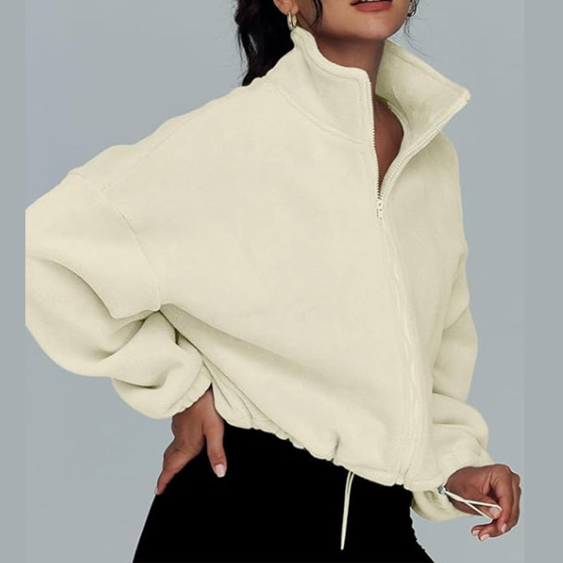Lune London high collar oversized sweater with zipper for ladies