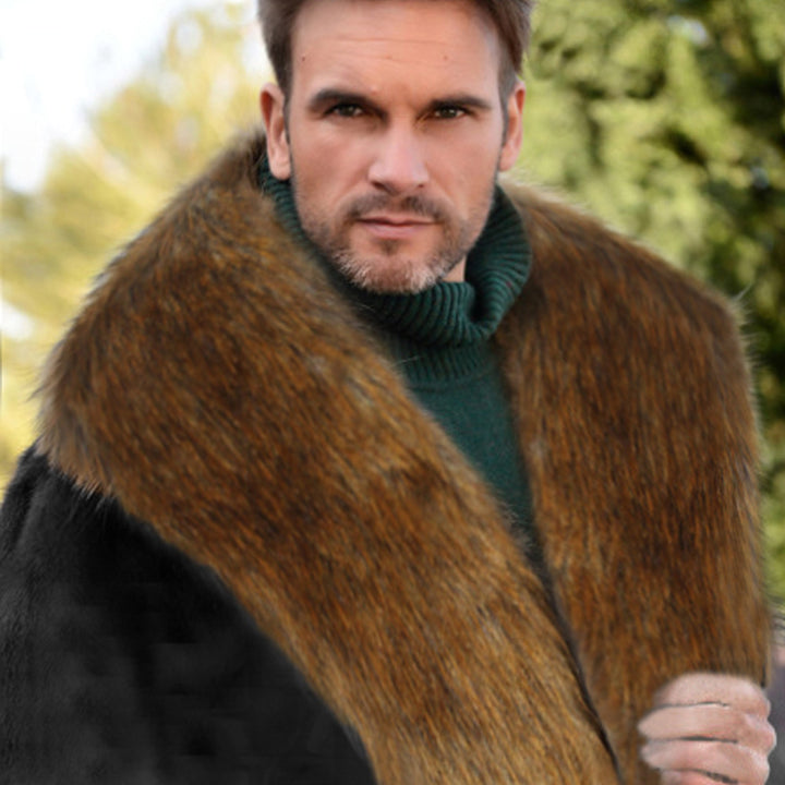 Elegant and warm fleece jacket for men with faux fur collar Lune London