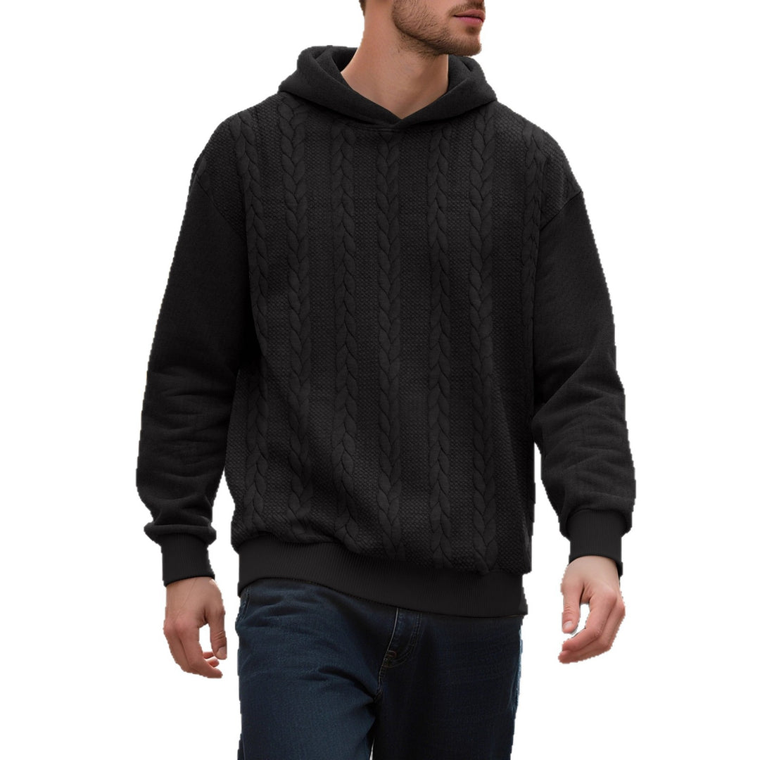 Men's Hoodie with Textured Knitted Pattern and Trendy Accents Lune London