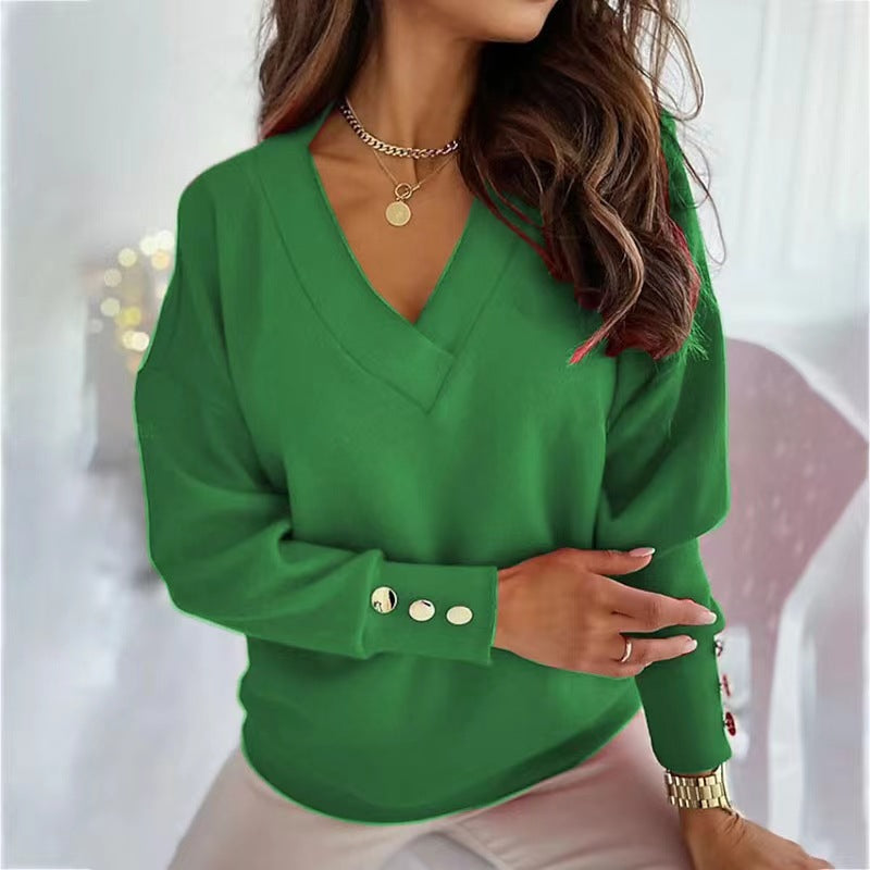 Women's casual V-neck sweater with oversized fit Lune London
