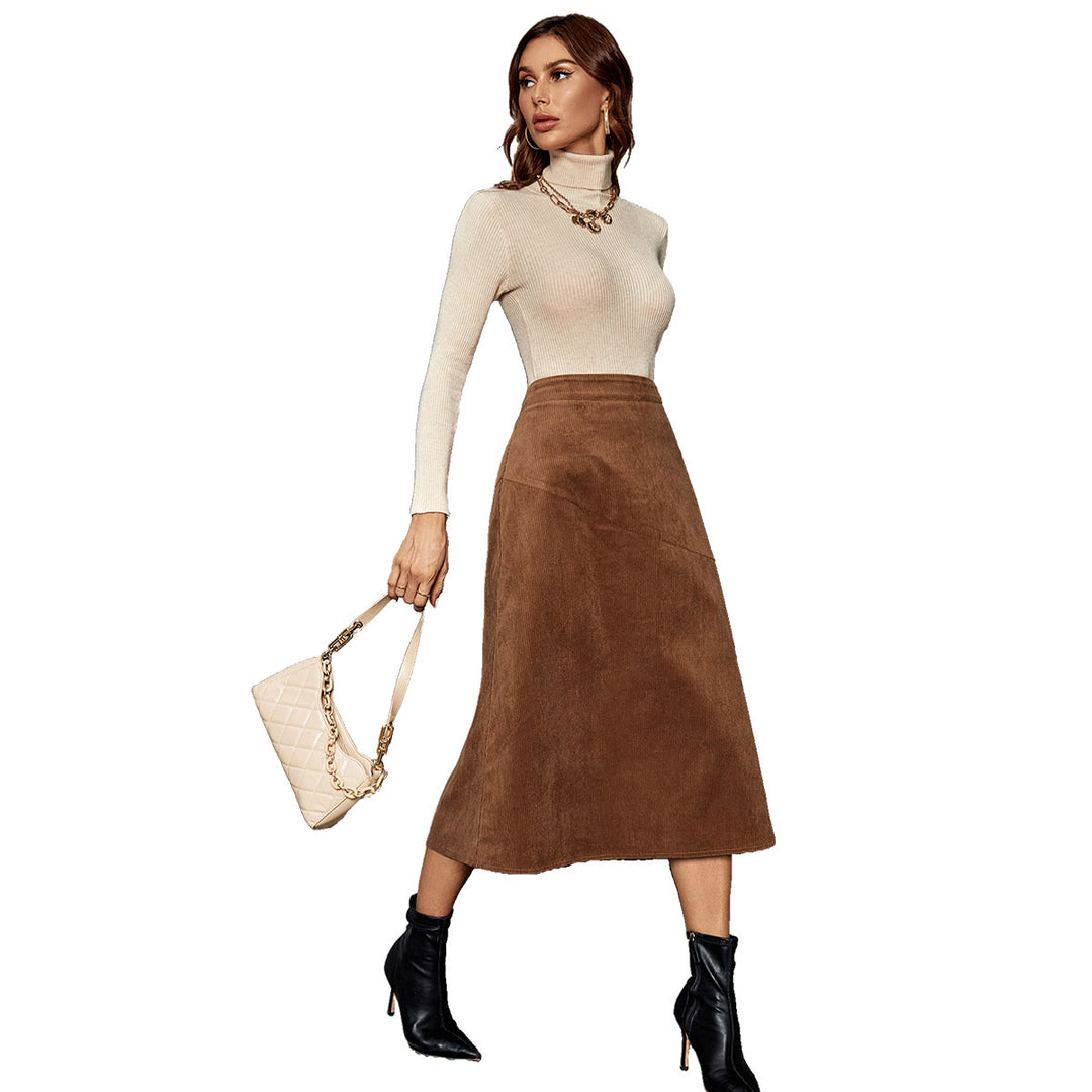 Lune London Soft corduroy midi skirt for women with high waist