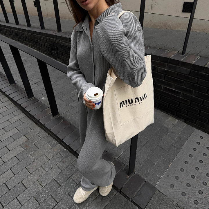 Women's knit set with modern collar and relaxed fit Lune London