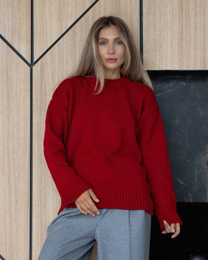 Women thick knit sweater with loose fit and ribbed cuffs Lune London