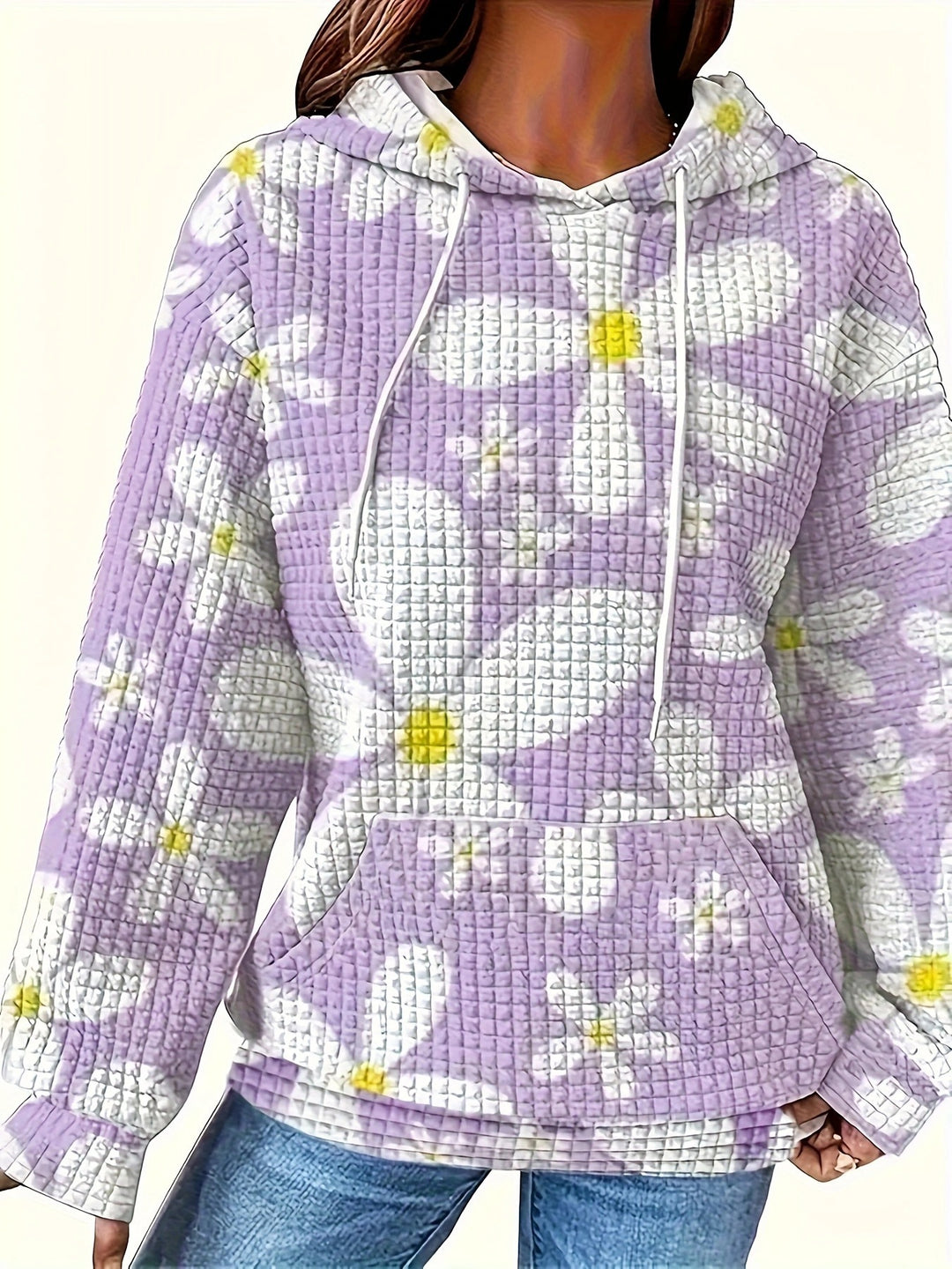 Women's hoodie with embossed floral pattern and comfortable fit Lune London