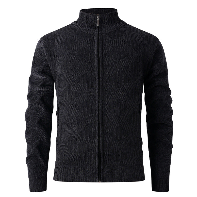 Elegant knitted jacket for men with structured design and high collar Lune London