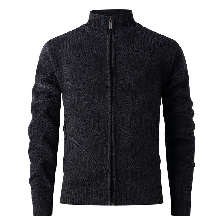 Elegant knitted jacket for men with structured design and high collar Lune London