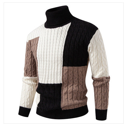 Elegant knitted sweater for men with textured pattern and high collar Lune London