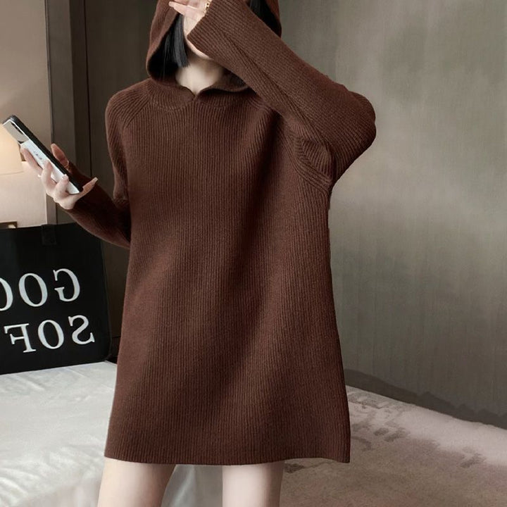Robe hoodie pour femme en tricot doux Chic & Stil