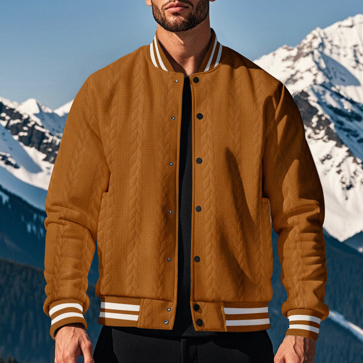Urban university jacket for men with structured knit design Lune London