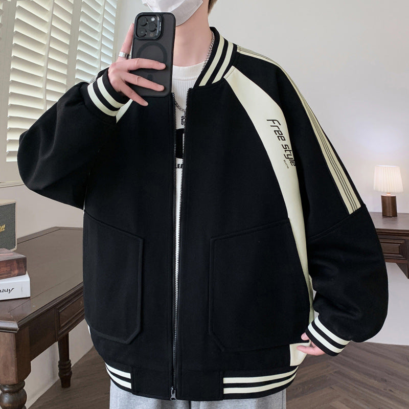 Unisex sporty bomber jacket with contrasting sleeve edges Lune London