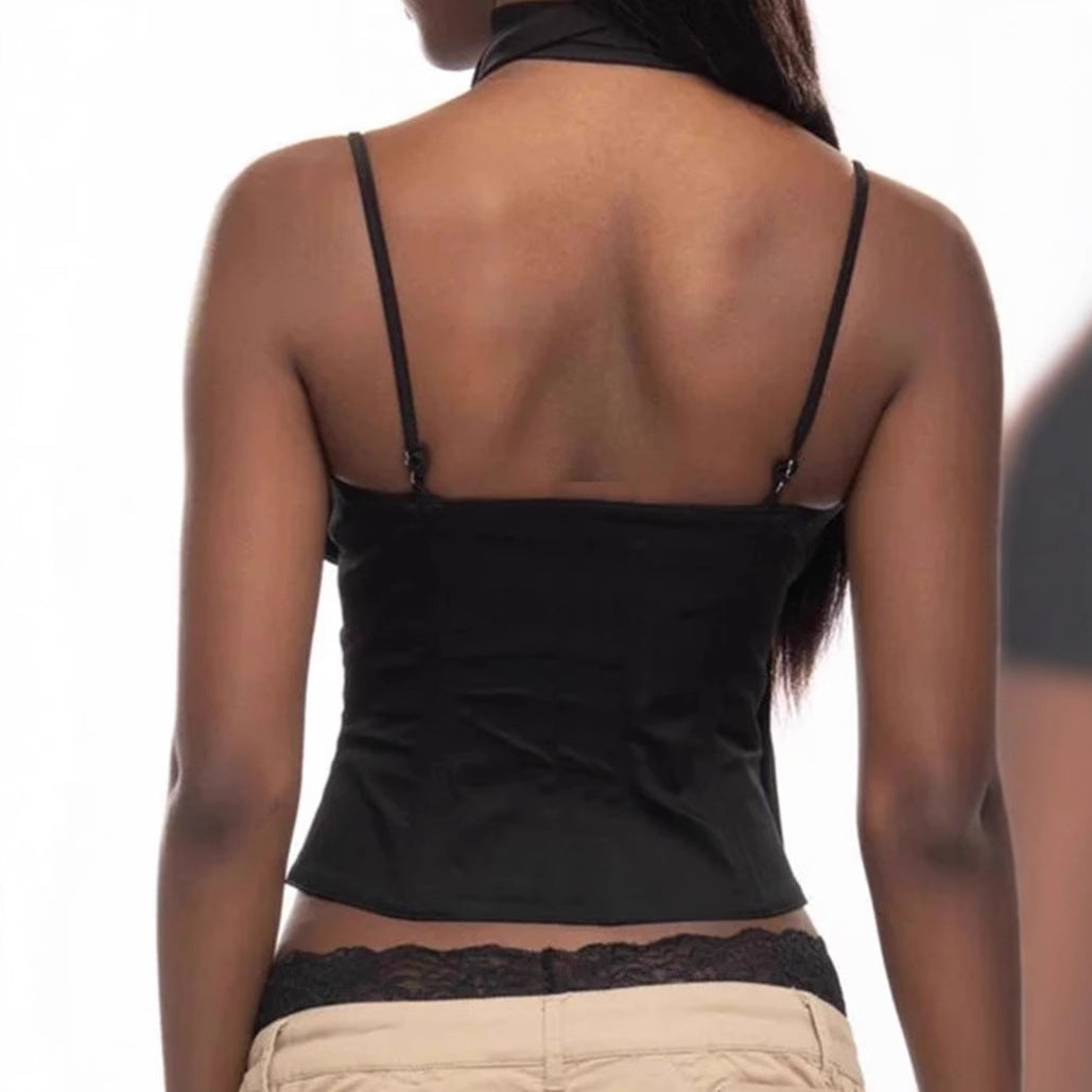 Women High collar corset top with strapless and ties Lune London