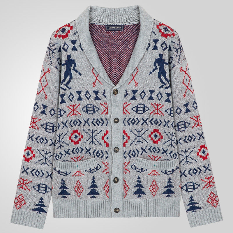 Men's knitted jacket with exclusive Norwegian pattern and practical pockets Lune London