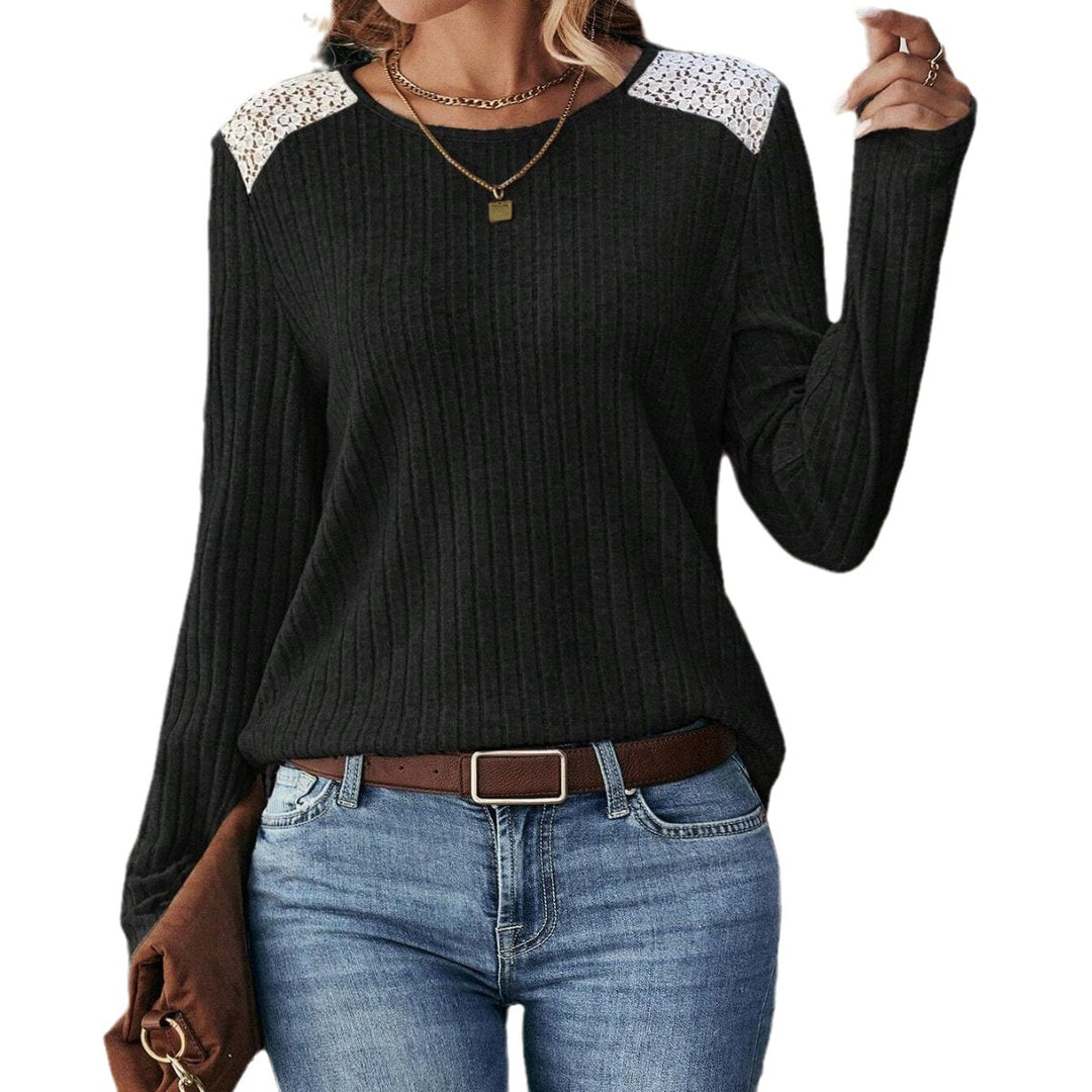 Lune London ribbed knit women's sweater with lace