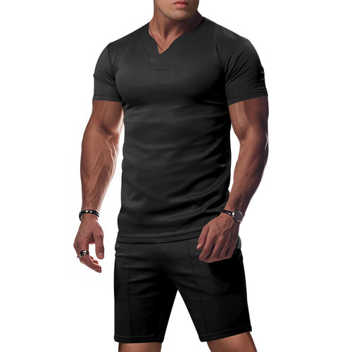 Men's sporty V-neck T-shirt with fitted cut Lune London