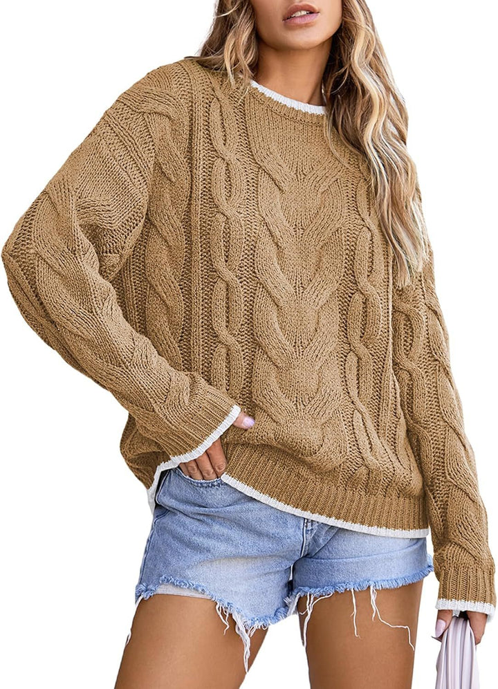 Knitted sweater for women with a thick braid pattern Lune London