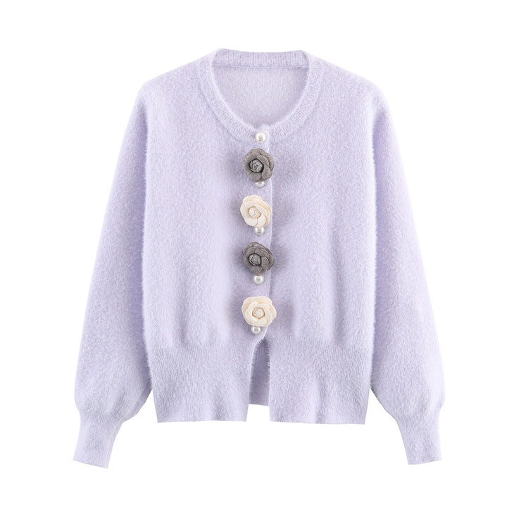 Women's filigree cardigan with decorative floral applications Lune London