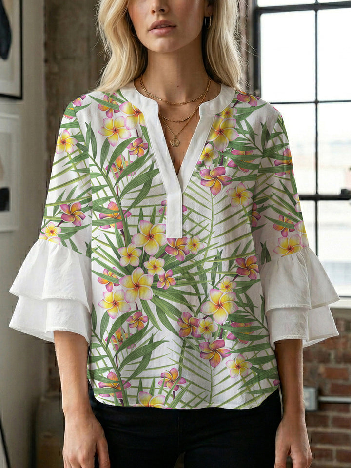 Women's flower creation with voluminous ruffled sleeves Lune London