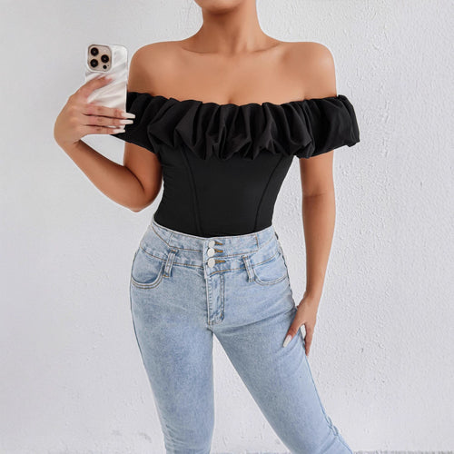 Women's Off-Shoulder Ruffle Shirt with Tailored Fit Lune London