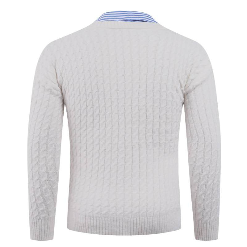 Men's elegant knit sweater with V-neck and fine structure Lune London