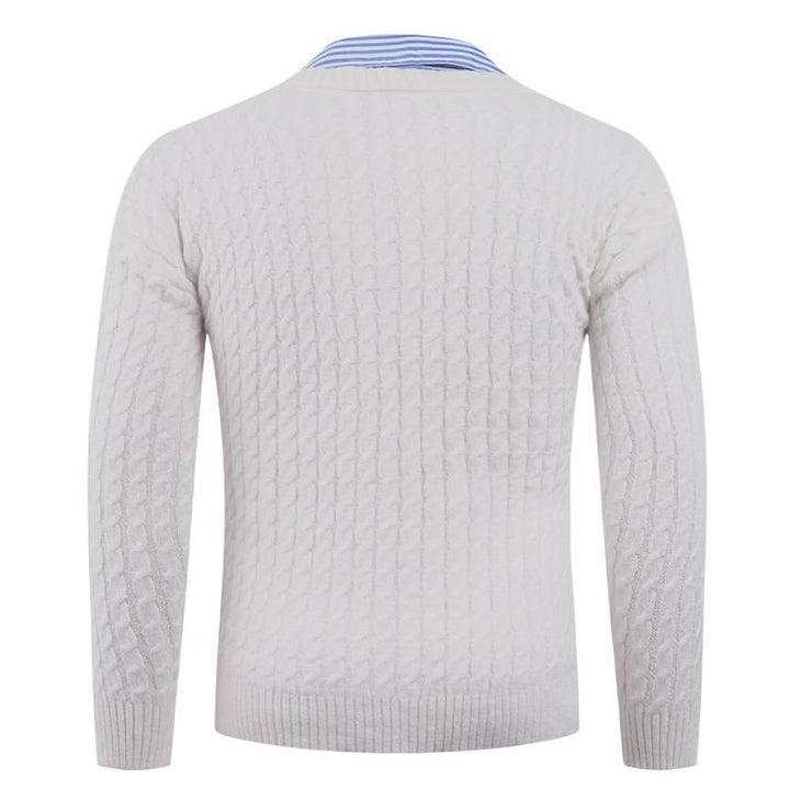 Men's elegant knit sweater with V-neck and fine structure Lune London