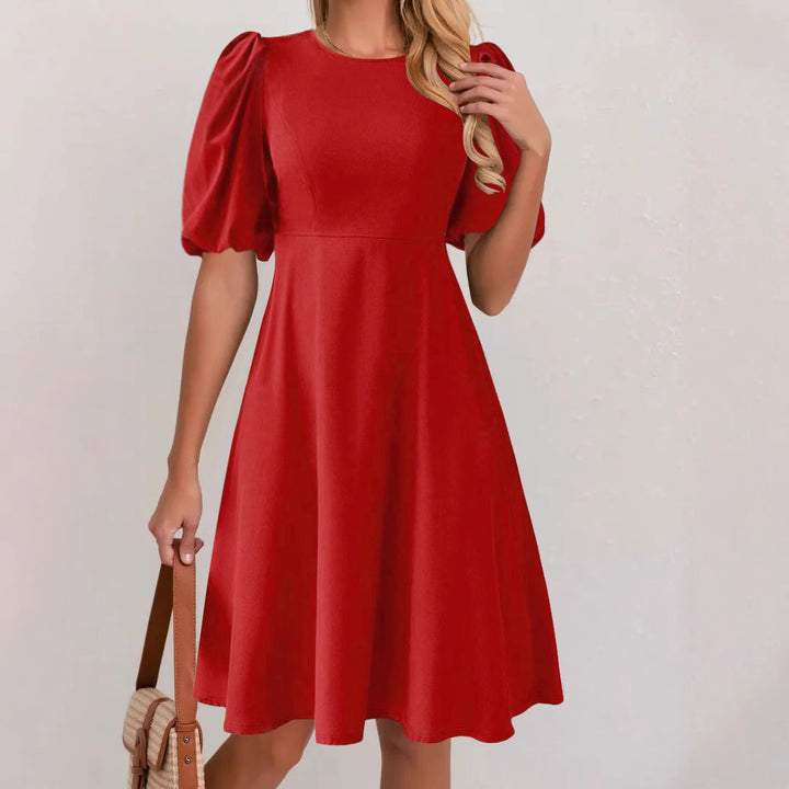 Ladies Elegant A-Line Dress Puff Sleeves Lune London