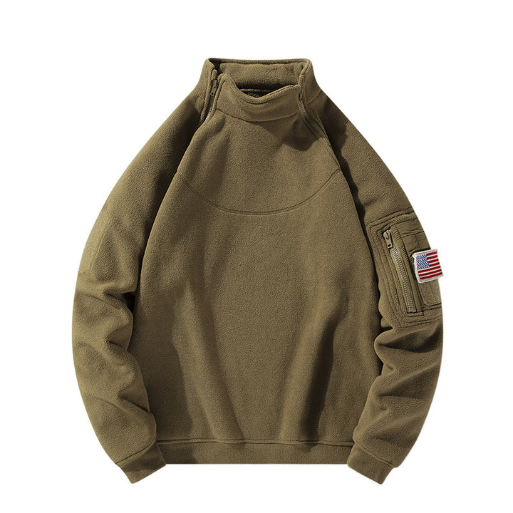 Fleece pullover for men with a high collar and practical zip pockets Lune London