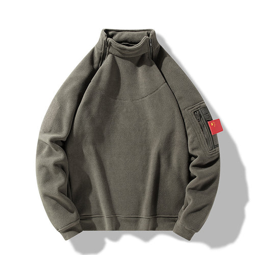 Fleece pullover for men with a high collar and practical zip pockets Lune London
