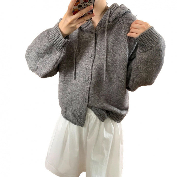 Cardigan oversized confortable pour femmes avec capuche et détails de boutons Chic & Stil