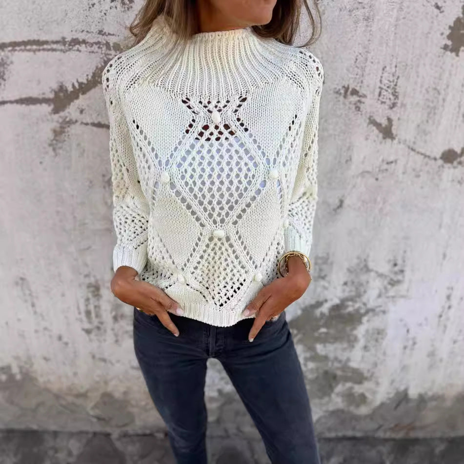 Lightweight knitted sweater for women with a unique crochet pattern Lune London