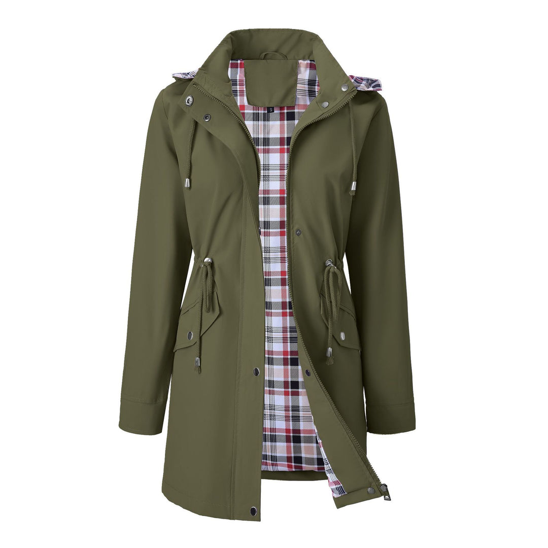 Veste de transition pour femmes avec taille ajustable et motif à carreaux invitant Chic & Stil