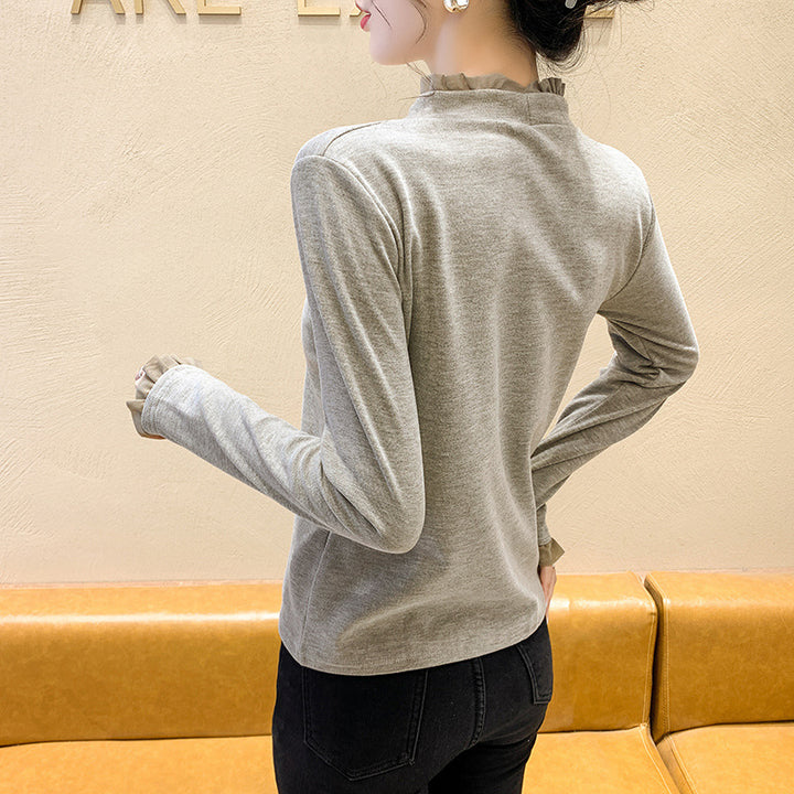 Women's long sleeve shirt with decorative button details and ruching Chic & Stil