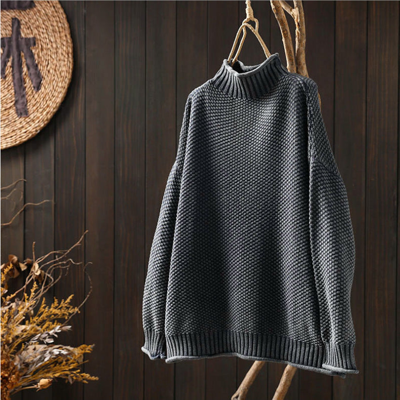 Oversized knitted sweater for women with high neck Lune London