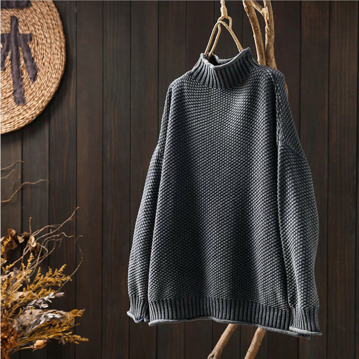 Women Oversized Knit Sweater with High Collar Lune London